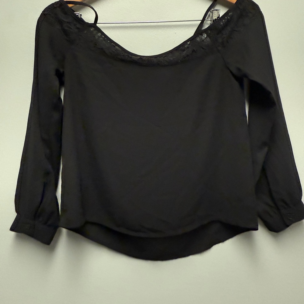 EXPRESS Black Cold Shoulder  Long Sleeve Blouse Top Shirt XS